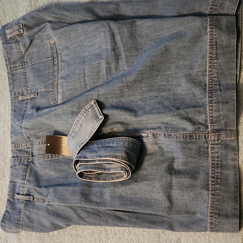 Ralph Lauren pleated/paperbag cotton denim shorts - Picture 6 of 7